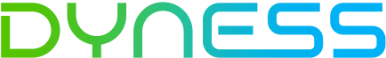Dyness Logo mit grün-blauer Farbverlauf für Energie-Lösungen