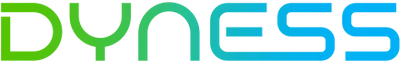 Dyness Logo mit grün-blauer Farbverlauf für Energie-Lösungen