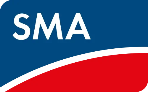 SMA Logo mit blau-rotem Design für Energie-Lösungen